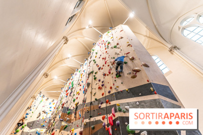Climbing District Sèvres-Lecourbe, la salle d'escalade dans l'ancienne église Sainte-Rita dans le 15e -  A7C2049