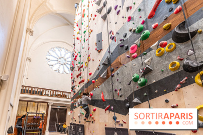 Climbing District Sèvres-Lecourbe, la salle d'escalade dans l'ancienne église Sainte-Rita dans le 15e