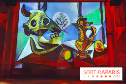 Picasso à l'Atelier des Lumières - Taureau Crâne, Fruit, Pichet, 1939, © Cleveland Museum of Art / © Succession Picasso/DACS, London 2025 / Bridgeman Images