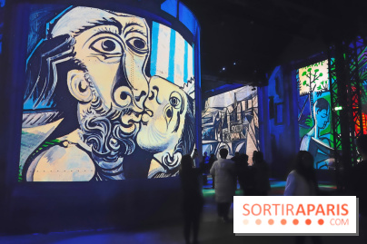Picasso à l'Atelier des Lumières - Le Baiser, 1969, © Succession Picasso 2024; © RMN-Grand Palais (Musée national Picasso-Paris) / Adrien Didierjean