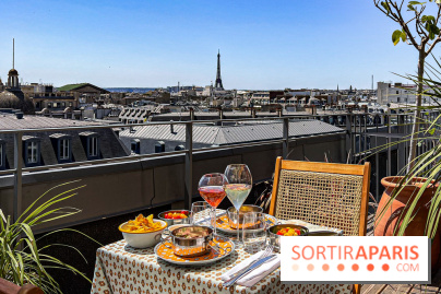 La terrasse estivale du Printemps Haussmann 2025 avec vue sur Paris et la Tour Eiffel  - image00040