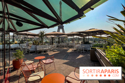 Bar Les Ombres : cocktails & tapas sur le rooftop du Musée du Quai Branly avec vue sur la tour Eiffel