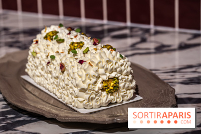 Bûche de Noël Paris-Brest pistache et tropicale de Nour Kandler - Lalla Coffee - A7C02374