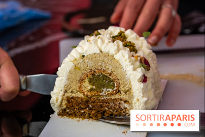 Bûche de Noël Paris-Brest pistache et tropicale de Nour Kandler - Lalla Coffee - A7C02409