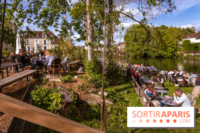 La terrasse du Moulin de Nemours, la guinguette estivale en bord de Loing 77 - A7C04890