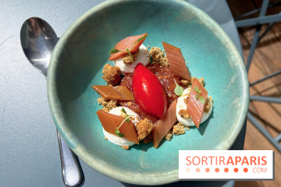 Rooster - Dessert rhubarbe, glace piquillos framboise