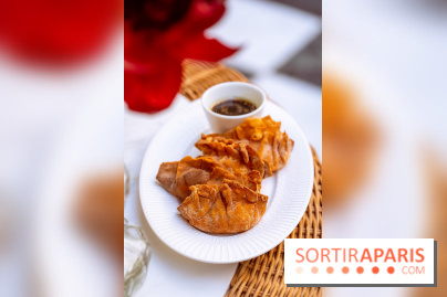 La terrasse jardin du Sax Hotel avec piscine - gyozas homard