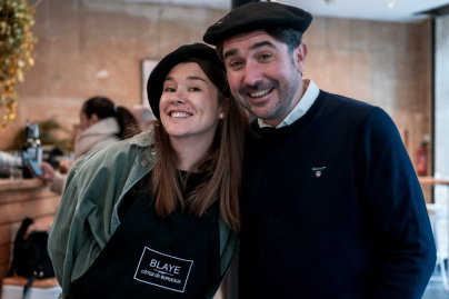 Blaye au Comptoir : Karine Cailleaux, Directrice du Syndicat viticole des vins de Blaye et Nicolas Carreau, Président du Syndicat viticole des vins de Blaye et vigneron.