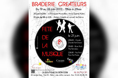 Braderie de Créateurs pour la Fête de la Musique du 19/26 juin 2013 !