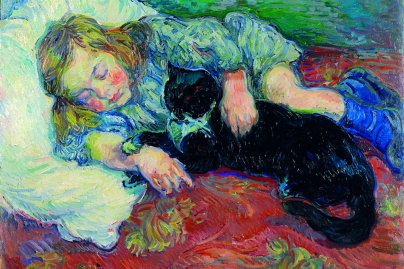 L'exposition Nicolas Tarkhoff gratuite au château du Val Fleury - Enfant et chat endormi