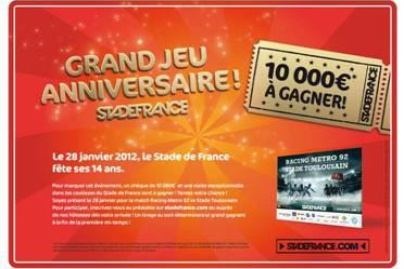 10000e à gagner satade de france, racing metro 92, stade toulousain
