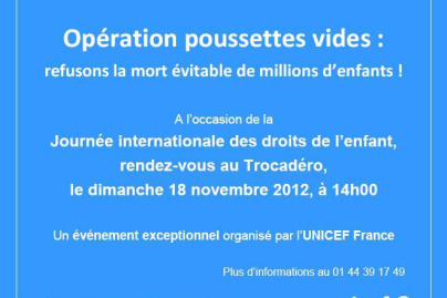 Rassemblement au Trocadéro pour les droits de l'enfant : Opération Poussette vides