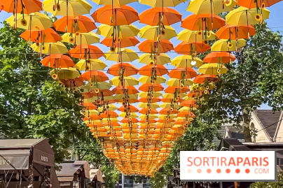 Un ciel de parapluies et tournesols à Bercy Village, l'installation magique de Patrícia Cunha