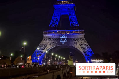 La Tour Eiffel, illuminée aux couleurs d'Israel, en soutien aux victimes