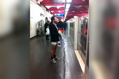 No Pants Subway Ride Paris 2014