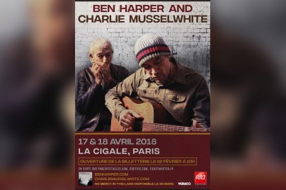 Ben Harper et Charlie Musselwhite en concert à La Cigale de Paris en avril 2018