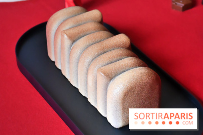 Bûche de Noël glacée 2024 de la Manufacture de Chocolat Alain Ducasse à Paris
