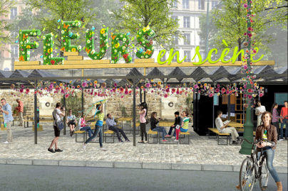 Fleurs en scène sur la terrasse des Nautes