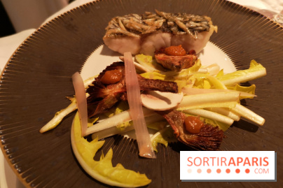 Restaurant Jacques Faussat - La pêche du jour, champignons de Paris, pissenlits et pickles d'échalote