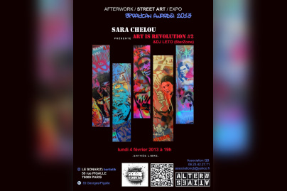 Exposition éphémère de Street Art à Paris 75009 le lundi 4 février avec l'artiste SARA CHELOU