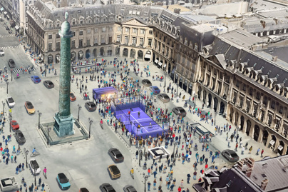 une piste de padel sur la Place Vendôme 