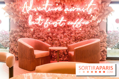 Elan café, le célèbre salon de thé rose aux Galeries Lafayette