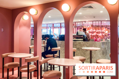 Elan café, le célèbre salon de thé rose aux Galeries Lafayette