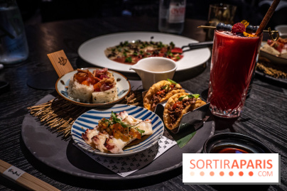 Akira Back - déjeuner en 45 mn - table -  - octopus credo, hot mess - beef taco