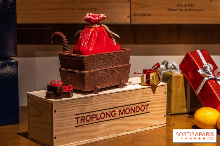 La Bûche de Noël d'Adrien Salavert aux Belles Perdrix de Troplong Mondot 2022 - hotte de vendanges du Père Noël