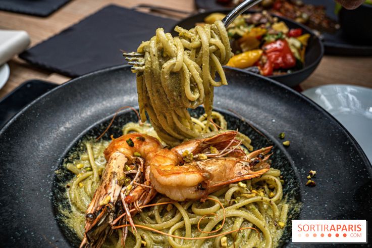 La Vela, le restaurant italien - méditerranéen de Boulogne - - pâtes - linguine - la vela - gambas