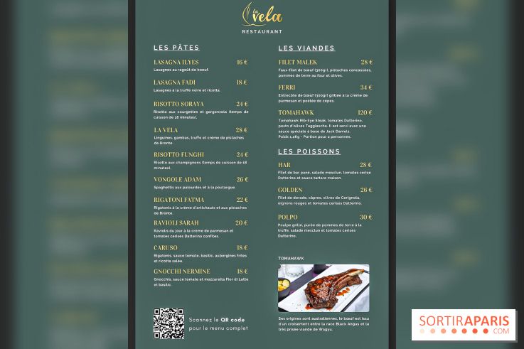 La Vela, le restaurant italien - méditerranéen de Boulogne - carte - menu