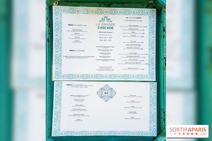 Grande Cascade restaurant 16e - Bois de Boulogne - carte - menu