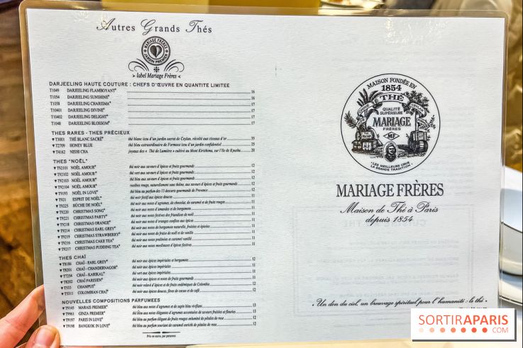 Le Tea Time de Mariage Frère - tea time de Noël - carte - menu