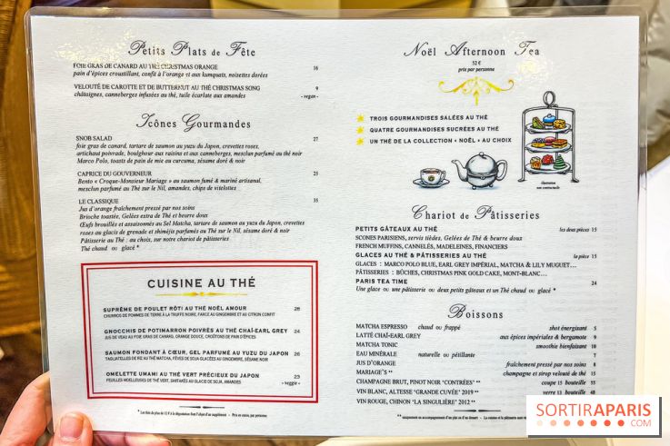 Le Tea Time de Mariage Frère - tea time de Noël - carte - menu