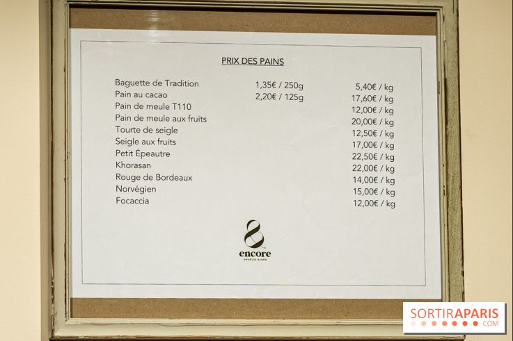 Encore -boulangerie pâtisserie d’Ophélie Barès - prix - tarifs