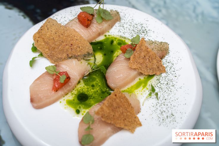 Rivages restaurant du Scribe par Martin Simolka -  sériole ikejime - mojito mélisse