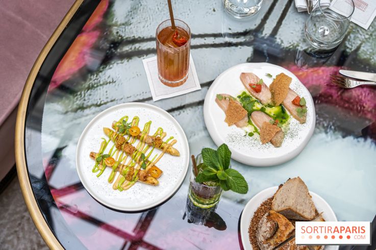 Rivages restaurant du Scribe par Martin Simolka -  asperges blanches des landes - moutarde fumée - kumquat et sériole ikejime - mojito mélisse