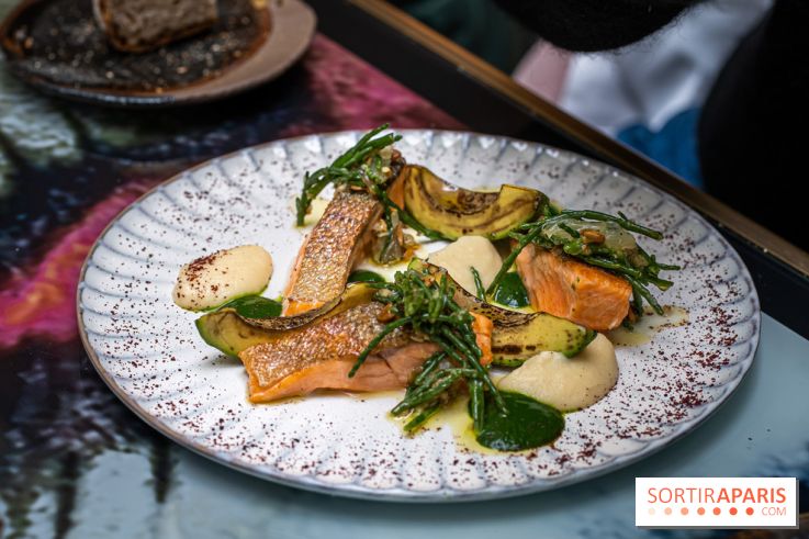 Rivages restaurant du Scribe par Martin Simolka -  truite rose de baigorri - gremolata de salicorne - avocat brulé