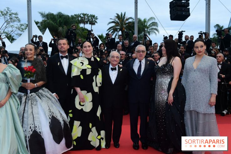 ©Rachid Bellak -  Tantoo Cardinal, Leonardo DiCaprio, Lily Gladstone, Martin Scorsese, Robert De Niro, Cara Jade Myers et Janae Collins