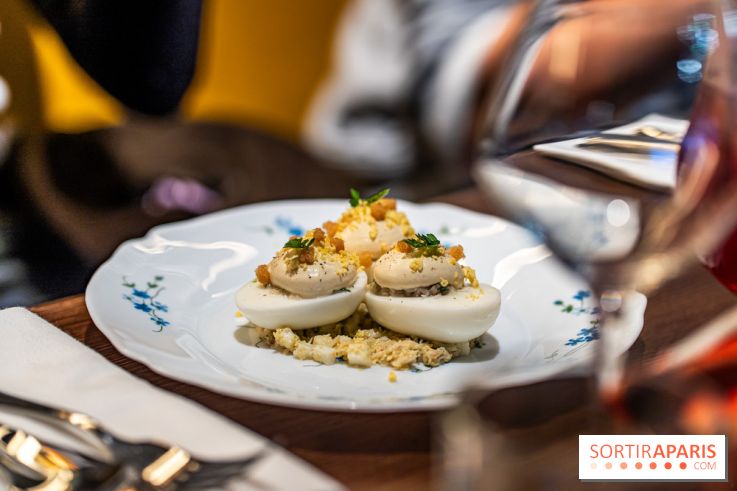 Bistrot Podium, le restaurant festif avec la carte de Glenn Viel -  L'oeuf mimosa au tourteau