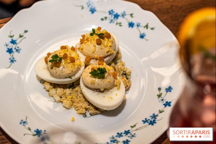 Bistrot Podium, le restaurant festif avec la carte de Glenn Viel -  L'oeuf mimosa au tourteau