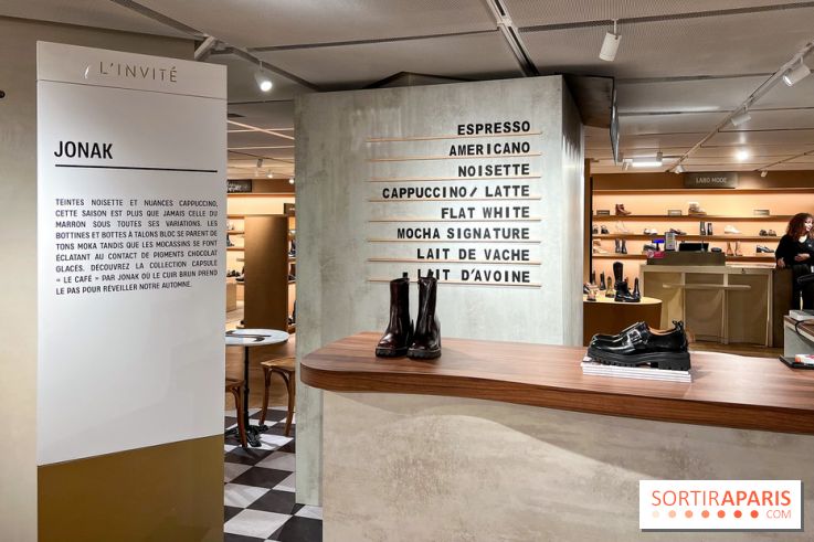 Café Jonak et collections chaussures marrons - Galeries Lafayette Haussmann