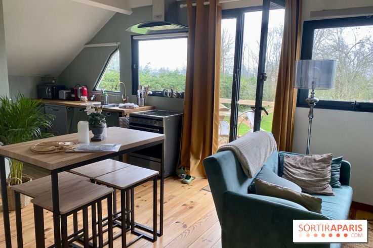 Le Domaine des Cabanes de l'Île - Cabane en bois Le nid Salon et Terrasse.HEIC