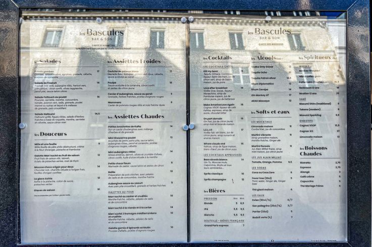 Les Bascules, délicieux restaurant méditerranéen rue de la Bourse - menu -carte