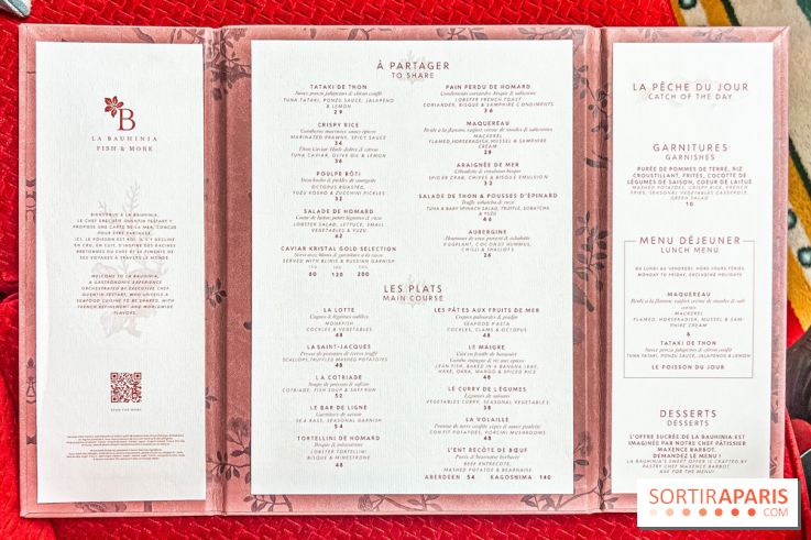 La Bauhinia par Quentin Testart au Shangri La Paris - menu
