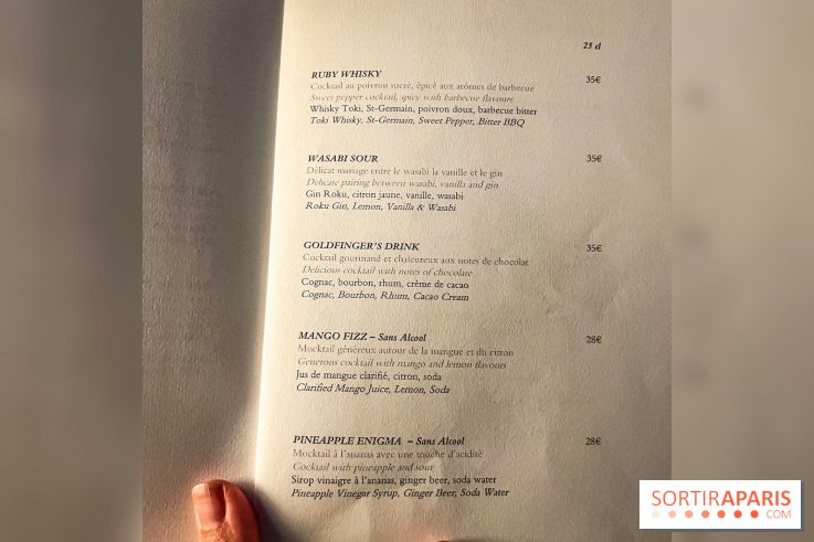 Céleste, le bar éphémère du Cheval Blanc Paris en plein ciel de Paris - carte - menu