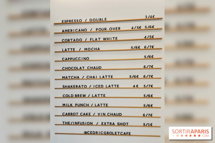 Cédric Grolet Café - Carte boissons chaudes