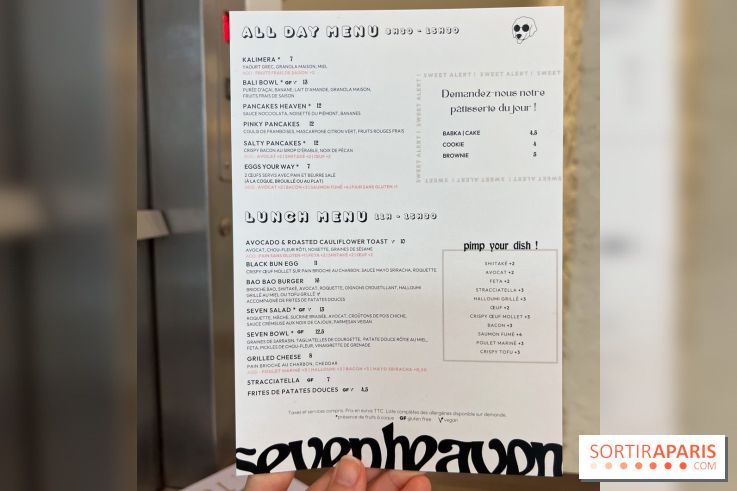 Seven Heaven, le coffee shop dog's friendly et kid's friendly de Paris 11e - - carte - menu