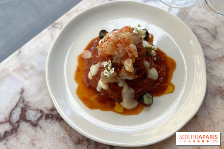 Adami - Spaghetti, myrtilles, gambero rosso