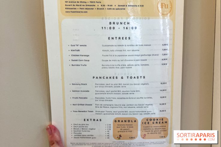 Fu Patisserie et coffee shop Paris 13e - carte - menu